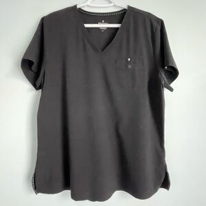 Beyond Scrubs Black Short Sleeve V-Neck Scrub Top Size L
